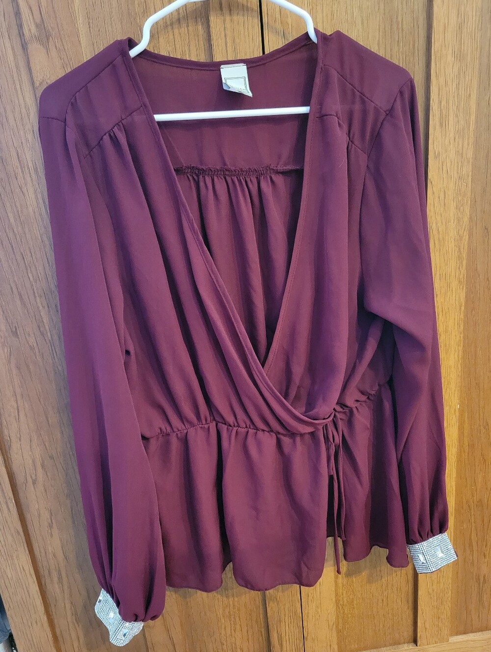 Lilian Long Sleeve V-neck Peplum Top. 2X